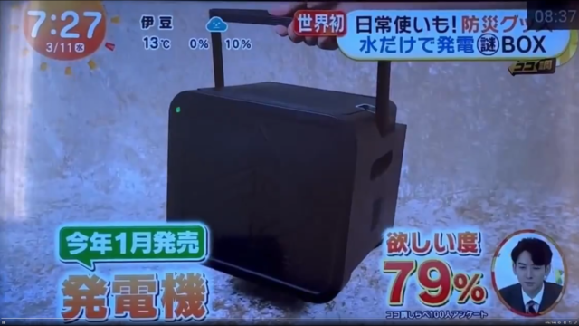 水だけで発電防災BOX
